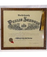 Worth County Iowa Public School Diploma 1917 Vtg 17-3/4&quot; x 16&quot;  Framed - $44.09