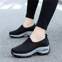 LIN KING Breathable Hollow Out Women Casual Shoes Plus Size Slip On Fashion Snea - £39.18 GBP