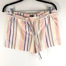 Ann Taylor LOFT Womens Shorts Pull On Pockets Tie Waist Striped Pastel Pink XS - £7.60 GBP