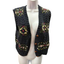 LIZSPORT Women&#39;s M button front sweater vest Hand Knitted - $349.61 MXN