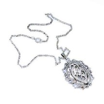 Vintage Art Nouveau Revival Floral Pendant Necklace Calla Lily Silver to... - $52.57