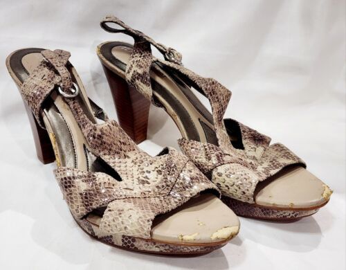 Naturalizer N5 SNAKE BROWN Heel Pump Platform Ankle Strap Comfort 9.5 M New - $48.51