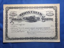 Vintage UNUSED Stock Certificate Stony Creek Railroad Company - Pennsylv... - $19.78