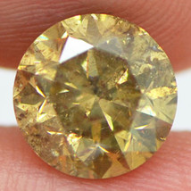 Round Diamond Loose Natural Fancy Champagne Color Real I1 Enhanced 3.03 Carat - £1,939.84 GBP