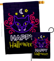 Neon Halloween Cat Flags Set 28 X40 Double-Sided House Banner - $49.97