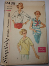 Simplicity Juniors Misses’ &amp; Misses’ Overblouse Size 14 #2438 - $4.99