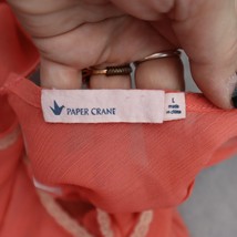 Paper Crane Shirt Womens L Orange Sleeveless Scoop Neck Adjustable Strap Sheer - £17.97 GBP