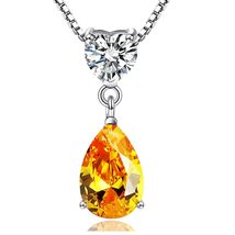 S- Amazing 925 Sterling Silver 3 Prong Pear Shape Cubic Zirconia Heart Pendant N - $53.45