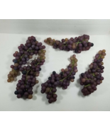 5 Purple Grapes Clusters Mid Century 12&quot; VTG Plastic Rubber Faux Fruit B... - £14.94 GBP