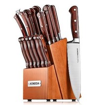 15-Piece Kitchen Knife Set with Block, Stainless Steel Knives, include Sharpener - £73.90 GBP
