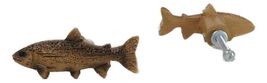 Set Of 4 Western Nautical Marine Trout Fish Faux Wooden Cabinet Door Pul... - €25,92 EUR