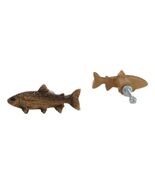Set Of 4 Western Nautical Marine Trout Fish Faux Wooden Cabinet Door Pul... - €25,75 EUR