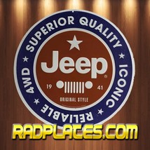 Jeep Superior Quality Iconic Vintage Replica Aluminum Round Metal Sign 12&quot; - £16.96 GBP