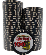 WELCOME Las Vegas Poker Chips Denomination Value 100 - set of 50 black c... - £14.32 GBP