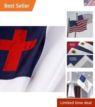 Co - SolarMax Nylon 4x6 Christian Flag - Church Flag with Appliqued Cros... - $156.70