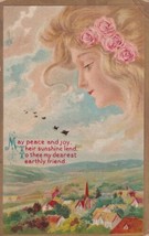 May Peace And Joy Their Sunshine Lend To Thee Angel 1912 Downing MO Postcard C15 - £2.39 GBP