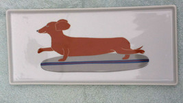 Claudia Pearson West Elm Dachshund on Surfboard Plate Wiener Dog - $37.50