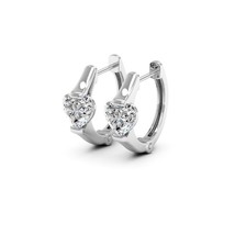 1Ct Heart Shape Simulated Diamond Hoop Huggies Earrings 14K White Gold Plated - £31.72 GBP