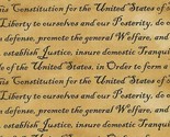 US Constitution Words Patriotic America Tan Cotton Fabric Print BTY D669.38 - £11.92 GBP