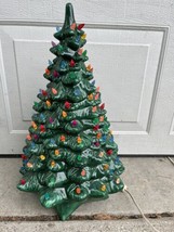 Vintage Green Holland Mold Ceramic Christmas Tree 19” W/ Star Base - £116.65 GBP