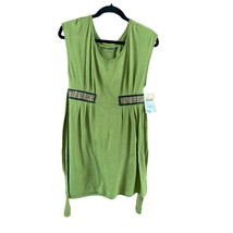 New Mudd Womens Size Large Dress 300 Avocado Green Ret $24 Embellished Belt Roun - £11.46 GBP