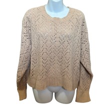 American Eagle Open Knit Cropped Boxy Sweater Beige Size Large New - $23.76