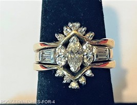 14KT YELLOW GOLD MARQUISE DIAMOND 1.1 CARAT CWT ENGAGEMENT BRIDAL SET SI... - $1,895.25