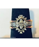 14KT YELLOW GOLD MARQUISE DIAMOND 1.1 CARAT CWT ENGAGEMENT BRIDAL SET SI... - $2,600.31 CAD