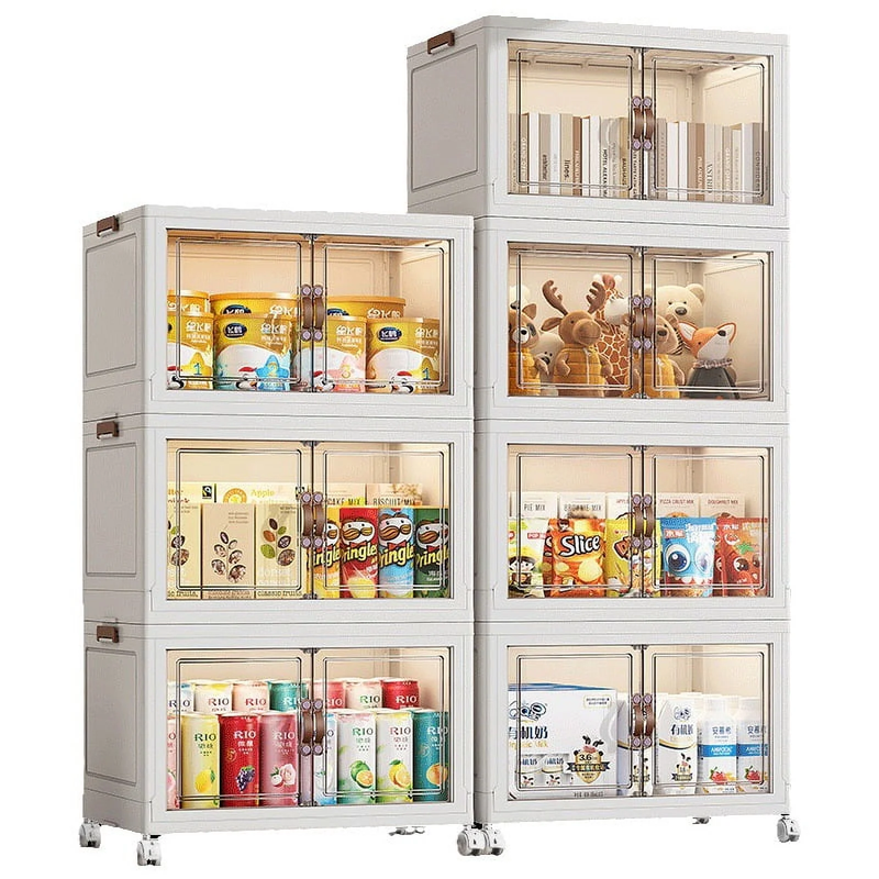 60QT Storage Bins with Lids - Folding Storage Box with Doors and Wheels, Collaps Item image 4