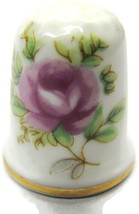 Vintage Cass Scenic Rail Road RR Roses Porcelain White Thimble Gold Trimmed Band - £12.99 GBP