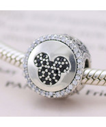 925 Sterling Silver Disney Mickey &amp; Minnie Sparkling Icons Charm Bead - $16.88