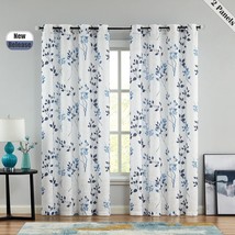 Beauoop Grommet Floral Semi Sheer Curtains 84 Inch Length For Living, Blue/Navy - $51.95