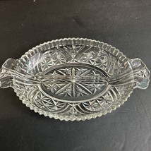 Vintage Clear Glass Divided 10&quot; Serving Pickle Olive Nut Dish - £8.92 GBP