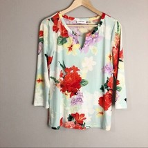 Calvin Klein 3/4 Sleeve floral Top with Pearl Detail Women&#39;s Small S - £11.48 GBP