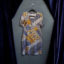 Lularoe Women&#39;s Marly Dress Size Large Geometric Abstract Navy Blue White Gold  - £21.67 GBP