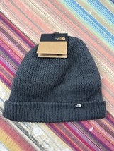 The North Face Gray Knit Ribbed Beanie Hat Adult Unisex One Size S Tab - £31.55 GBP