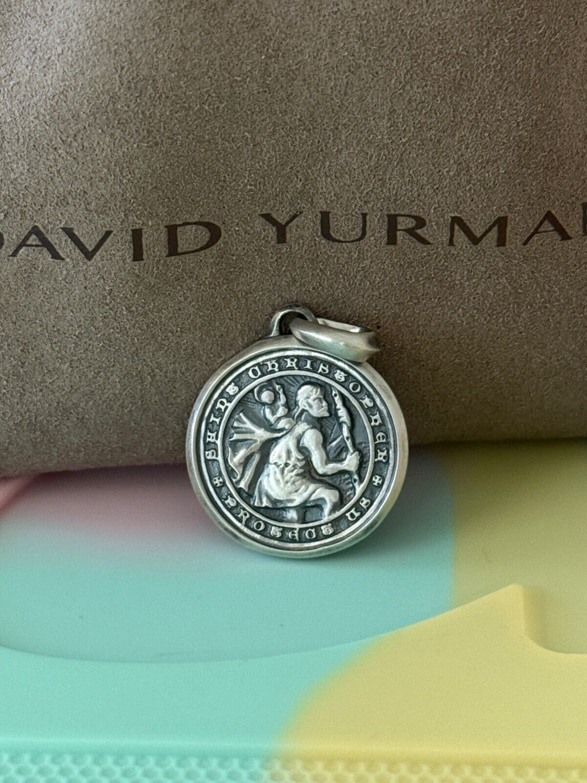 David Yurman Sterling Silver 925 Saint Christopher Men's Amulet Pendant - $435.58