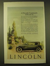 1924 Lincoln Phaeton Car Ad - A principle consistently adhered to - £14.55 GBP