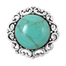 Vintage Victorian Round Elegance Green Turquoise Sterling Silver Ring - 9 - £13.93 GBP