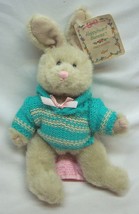 VINTAGE Russ HAPPYHEART BUNNY IN TEAL SWEATER 8&quot; Plush STUFFED ANIMAL To... - $18.32