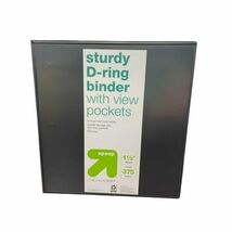up &amp; up 3-Ring Sturdy D-Ring Binder with View Pockets 1.5 inch Black - $221.63 MXN