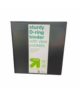 up &amp; up 3-Ring Sturdy D-Ring Binder with View Pockets 1.5 inch Black - $221.63 MXN