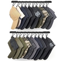 Hat Rack For Wall Baseball Hat Organizer Hanger Caps Holder With 20 Clips Metal  - £24.05 GBP