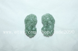 Free Shipping - one couple /  pair  Amulet genuine  green jade jadeite carved &#39;&#39; - £19.65 GBP