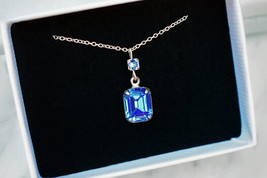 Sapphire Blue Gemstone Handmade 925 Silver Teardrop Necklace - £84.22 GBP