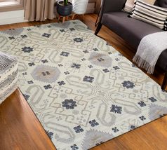 EORC LLC, IE415GY8X10 Hand Knotted Wool Oushak Rug, 8&#39; x 10&#39;, Gray Area Rug - £676.01 GBP