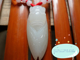 Free shipping - good luck Natural white jade carved Cicada charm jade Cicada pen - £15.89 GBP