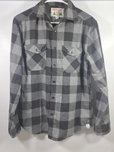 Free Planet Grey Plaid Flannel Shirt Mens M Soft Cotton Flannel Chest Po... - $17.35