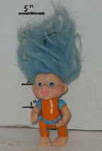 Vintage My Lucky Russ Berrie Troll 4&quot; Poseable Figure blue Hair - £11.64 GBP