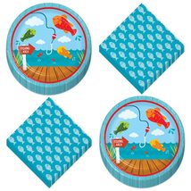 Fisherman Party Supplies - Fishing and Camping Party Paper Dessert Plate... - £9.29 GBP+